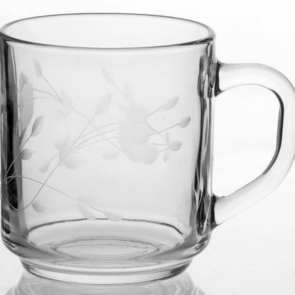 Vintage Princess House Heritage Replacement Glass Mug Etched Floral Coffee Cup